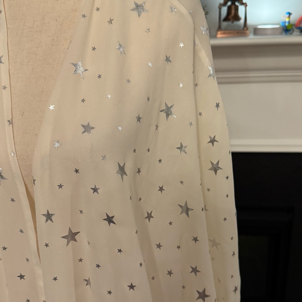 Adrienne Silver Star Sheer Kimono Wrap – Size Medium - Picture 2 of 7